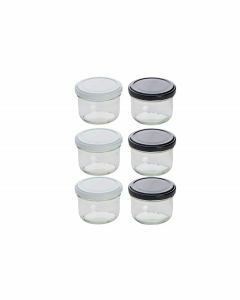 Confituurbokaal zwart/wit 120ml per set van 6