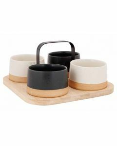 Serveerplank + 4 schalen ø 9cm H 5,5cm