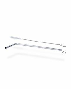 Rietjes rvs gebogen 25cm per set van 20 + borstel 24cm