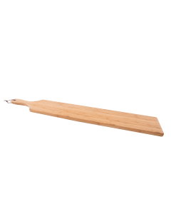Serveerplank bamboe met ring & lederen koord 90 x 14cm