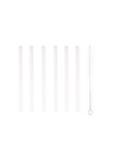 Set van 6 glazen rietjes wit 14cm