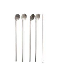 Set van 4 cocktaillepels/rietjes rvs 21,5cm