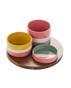 Sharing Summer set van 3 schaaltjes met acacia dienblad