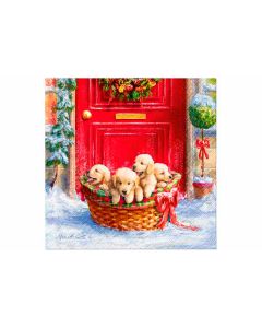 Serviet Christmas puppies PAW 33 x 33cm per set van 20